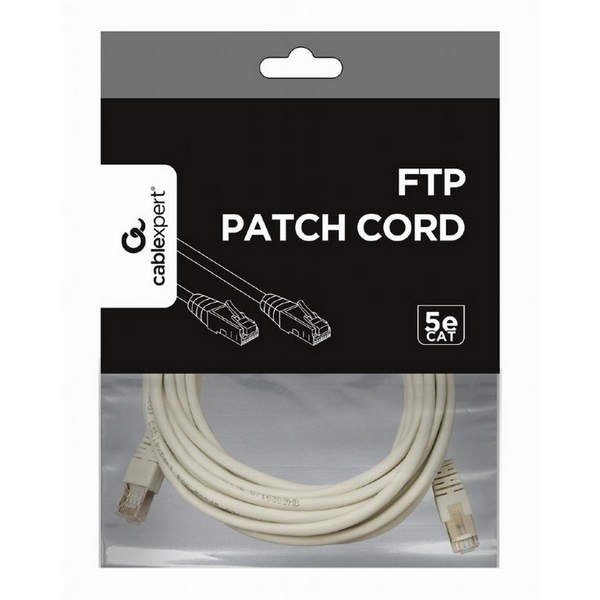 5m, FTP Patch Cord Gray, PP22-5M, Cat.5E, Cablexpert, molded strain relief 50u" plugs 25388 фото