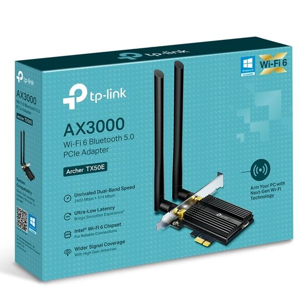 PCIe Wireless AX Dual Band LAN/Bluetooth 5.0 Adapter TP-LINK "Archer TX50E", 3000Mbps, OFDMA 117039 фото