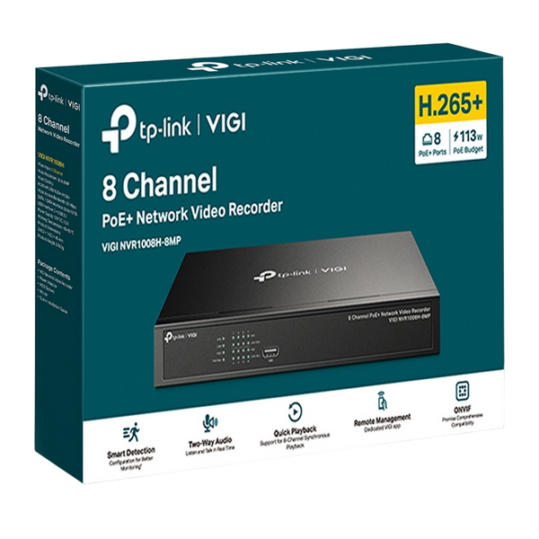 TP-Link "VIGI NVR1008H-8MP", 8 Channel PoE+ Network Video Recorder 206337 фото