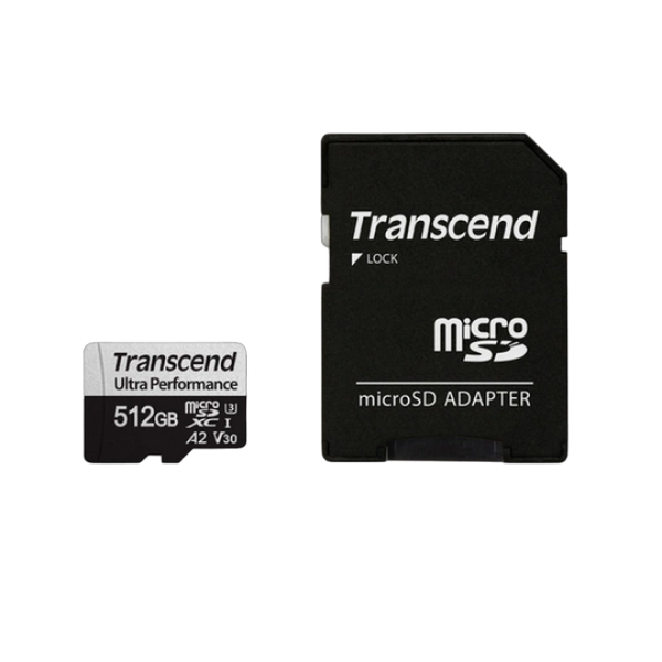 512GB MicroSD (Class 10) UHS-I (U3) +SD adapter, Transcend TS256GUSD340S (V30, A2, R/W:160/125MB/s) 207628 фото