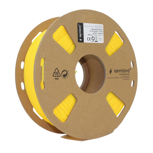 TPE 1.75 mm, Flexible Yellow Filament, 1 kg, Gembird 3DP-TPE1.75-01-Y 235719 Imagini