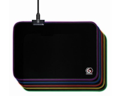 Gaming Mouse Pad GMB MP-GAMELED-M, 350 × 250 × 4mm, Natural rubber foam + Fabric, RGB, Black 128773 фото