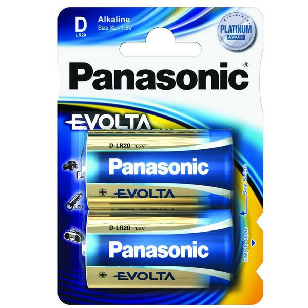 D size Panasonic "EVOLTA" 1.5V, Alkaline, Blister*2, LR20EGE/2BP 71702 фото