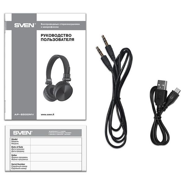 Bluetooth Headset SVEN AP-B500MV with Mic, Black, 4pin 3.5mm mini-jack 109350 фото