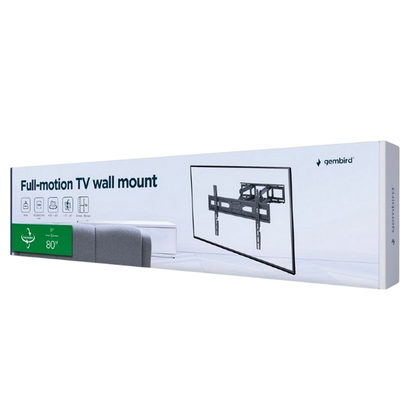 Wall Mount Gembird "WM-80ST-03" Black 37"-80", 40kg, VESA:up 600x400, Wall dist:67~355mm, &plusmn;60&deg; 250453 фото