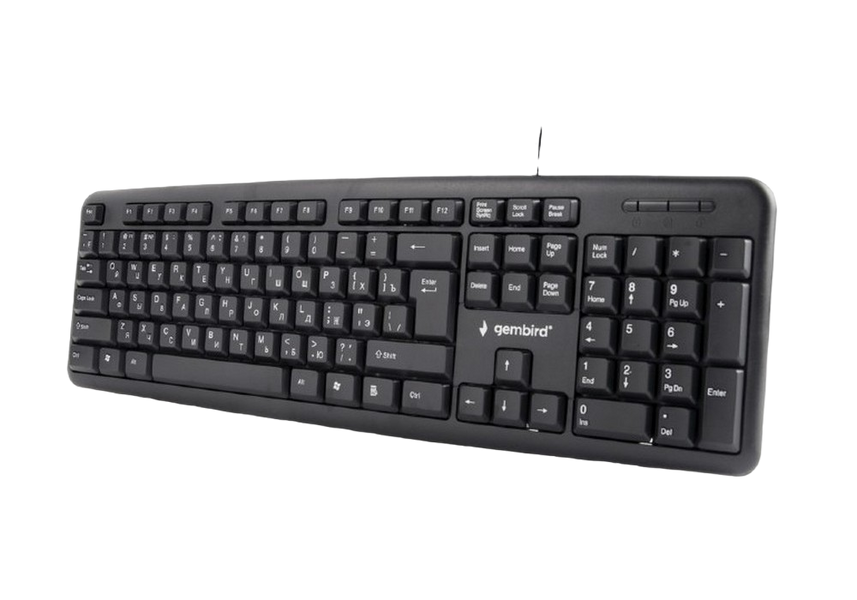 Keyboard Gembird KB-U-103, Standard, Full size, Silent, EN/RU, Black, USB 105369 фото