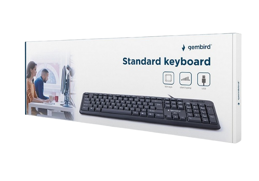 Keyboard Gembird KB-U-103, Standard, Full size, Silent, EN/RU, Black, USB 105369 фото