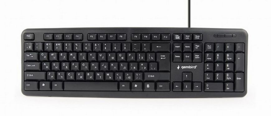 Keyboard Gembird KB-U-103, Standard, Full size, Silent, EN/RU, Black, USB 105369 фото
