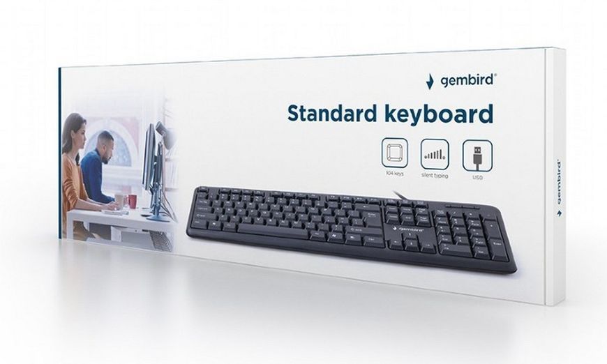 Keyboard Gembird KB-U-103, Standard, Full size, Silent, EN/RU, Black, USB 105369 фото