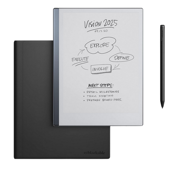 reMarkable 2 Essentials Bundle with Marker Plus Book Folio Polymer, Leather Black 246202 Imagini