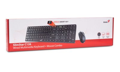 Keyboard & Mouse Genius SlimStar C126, Chocolate keys, Brushed metal look, Fn keys, Black, USB 145738 фото