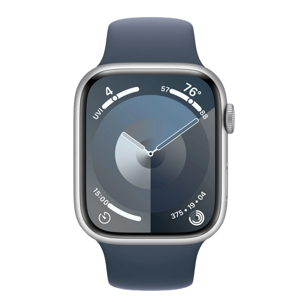 Apple Watch Series 9 GPS, 41mm Silver Aluminium Case with Storm Blue Sport Band - S/M,Model MR903 210844 фото