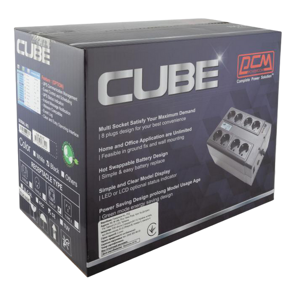 UPS PowerCom CUB-1000E 1000VA/550W LCD, AVR, USB-B, RJ45/RJ11, 8*Schuko 132327 фото