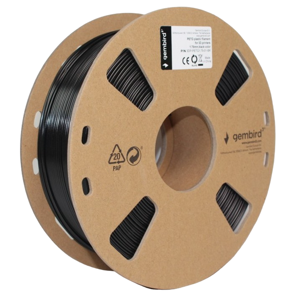 PETG 1.75 mm, Gembird Black Filament, 1 kg, 3DP-PETG1.75-01-BK 219034 фото