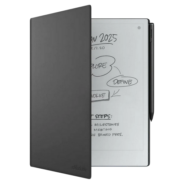 reMarkable 2 Essentials Bundle with Marker Plus Book Folio Polymer, Leather Black 246202 Imagini