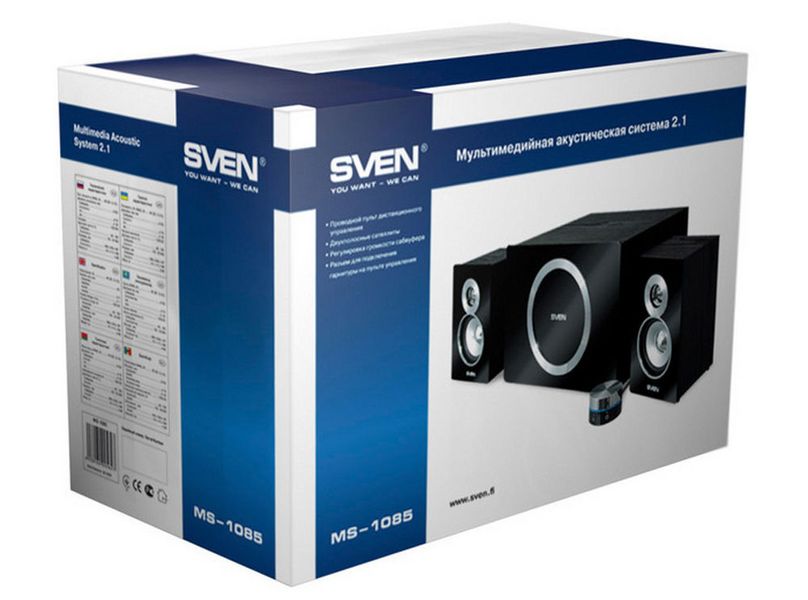 Speakers SVEN "MS-1085" Black / Silver, 46w / 20w + 2x13w / 2.1 53819 фото
