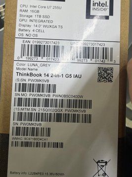 Уценка A Ноутбук Lenovo 14.0" ThinkBook 14 2-in-1 G5 IAU Grey (Core Ultra 7 255U 16Gb 1Tb) 247741 фото