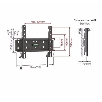 Wall Mount Barkan ''E20'' Black 13" - 43" Fixed, max.40kg, VESA mm: up to 200x200mm 121439 фото