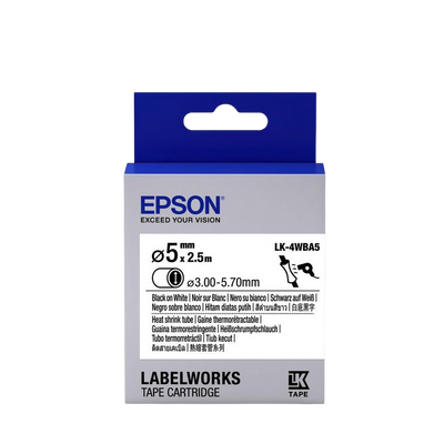 Tape Cartridge EPSON LK4WBA5 Heat Shrink: d5mm/2,5m, Black/White, C53S654904 211601 фото
