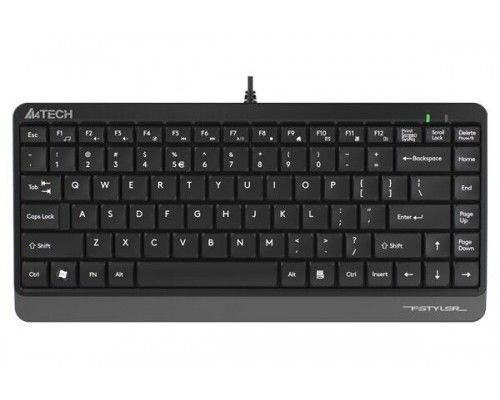 Keyboard A4Tech FK11, Compact, FN Multimedia, Laser Engraving, Splash Proof, Black/Grey, USB 120434 фото