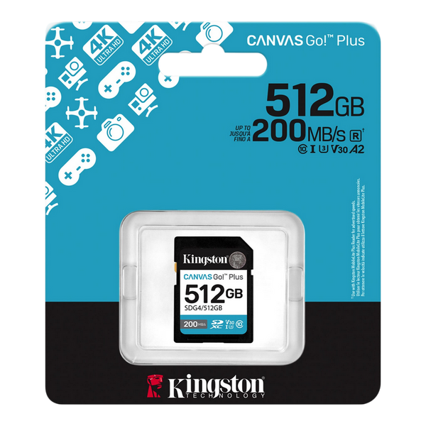 .512GB SDXC Card (Class 10) UHS-I , U3, V30 Kingston Canvas Go! Plus Gen 4 "SDG4/512GB" (R/W:200/16 232660 фото