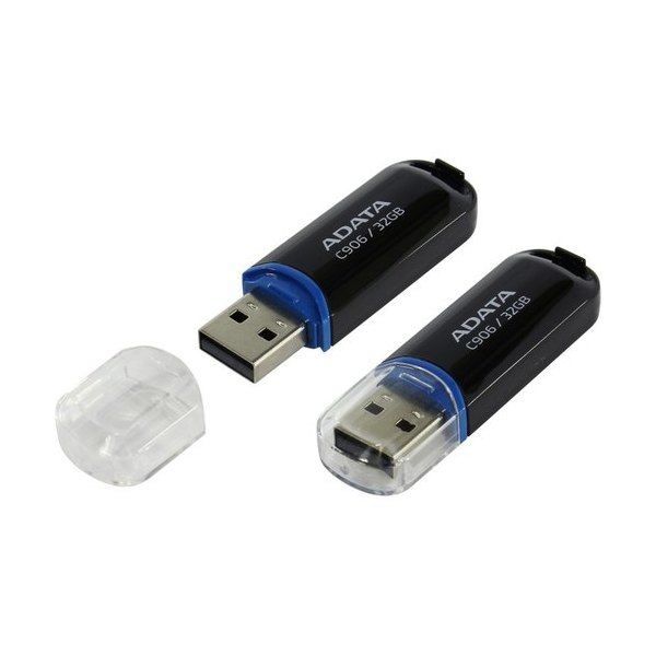 32GB USB2.0 Flash Drive ADATA "C906", Black, Plastic, Classic Cap (R/W:18/10MB/s) 85710 фото