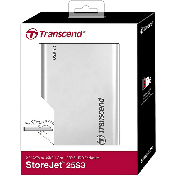 2.5" SATA HDD/SSD External Case (USB3.0) Transcend StoreJet "TS0GSJ25S3", Aluminum, UASP Support 73495 фото