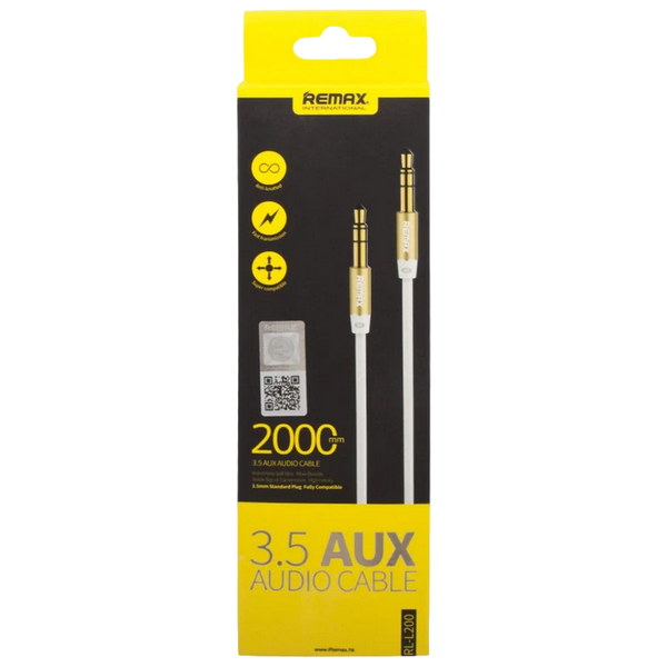 Cablu audio Remax L200, 3.5 mm AUX - 3.5 mm AUX, 2m, Negru 205865 фото
