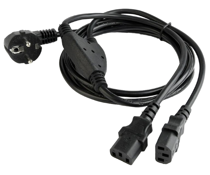 Power Cord PC-220V 2m Euro Plug, Y-cord 1.55m+Y neck 0.45m+0.45m, Cablexpert, PC-186-ML6 37498 Imagini