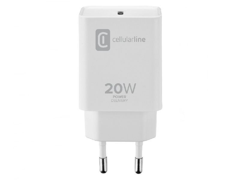 Зарядное устройство Cellularline, Type-C, 20W, for Apple, White 129199 фото