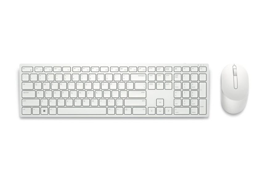 Wireless Keyboard & Mouse Del KM5221W, Multimedia keys, 2.4Ghz, Russian, White 140991 фото