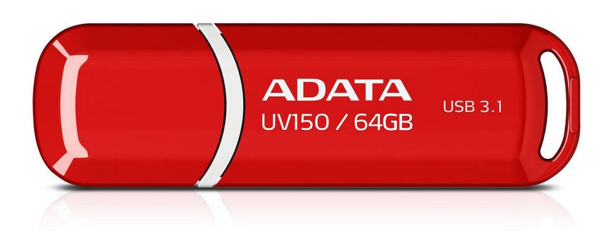 64GB USB3.1 Flash Drive ADATA "UV150", Red, Plastic, Classic Cap (R/W:80/20MB/s) 86462 фото