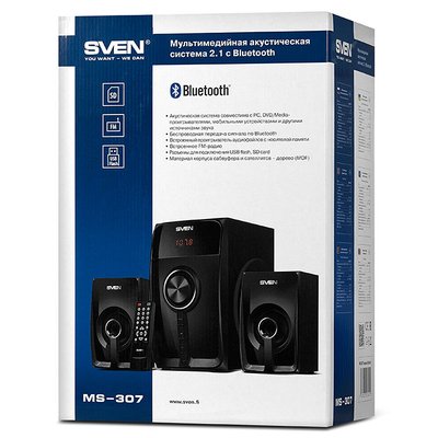 Speakers SVEN "MS-307" Bluetooth, SD-card, USB, FM, Remoute, Black, 40w / 20w + 2x10w / 2.1 77715 фото