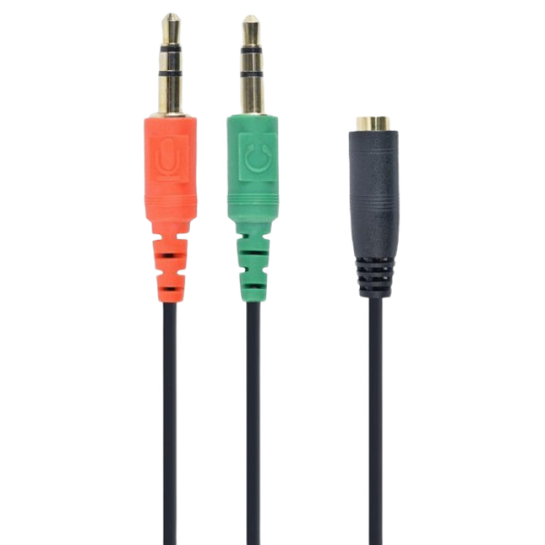 CCA-418 3.5 mm 4-pin socket to 2 x 3.5 mm stereo plug adapter cable, black 86121 фото