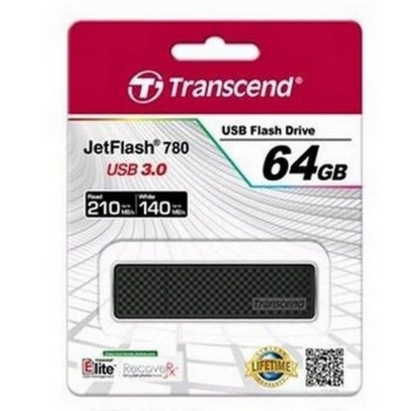 64GB USB3.1 Flash Drive Transcend "JetFlash 780", Black, Classic, Endurance MLC (R/W:210/140MB/s) 55558 фото