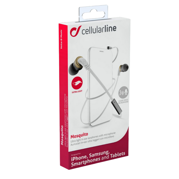 Cellular Audiopro Mosquito Stereo Earph.Mic, White 126937 фото