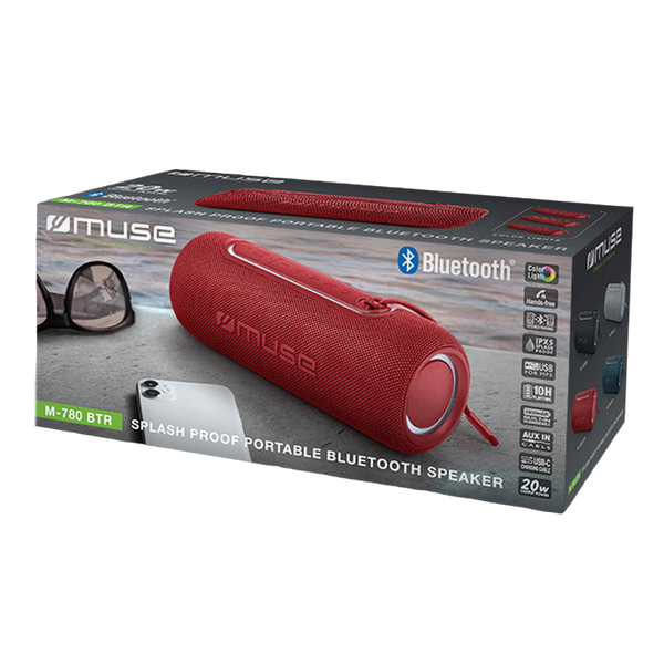 Portable Speaker MUSE M-780 BTR, 20W, USB, IPX5, Red, USB-C 214767 фото