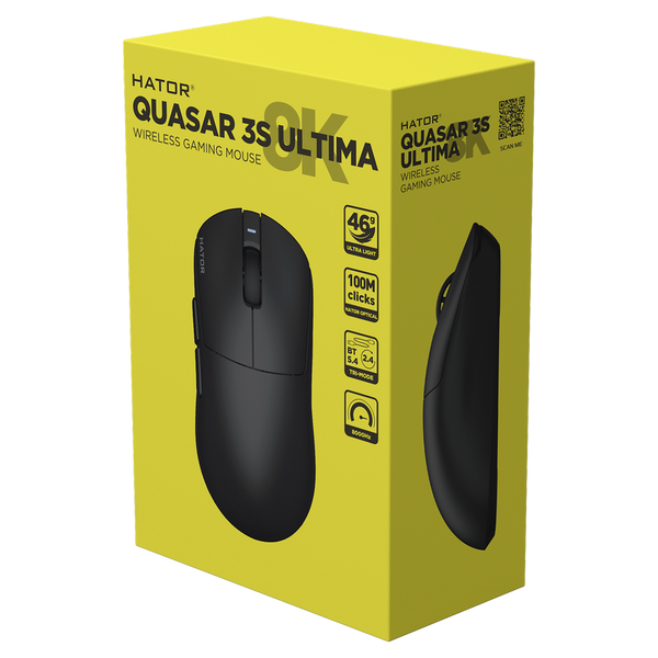Gaming Mouse HATOR Quasar 3S ULTIMA 8K wireless (HTM660) black 260224 фото