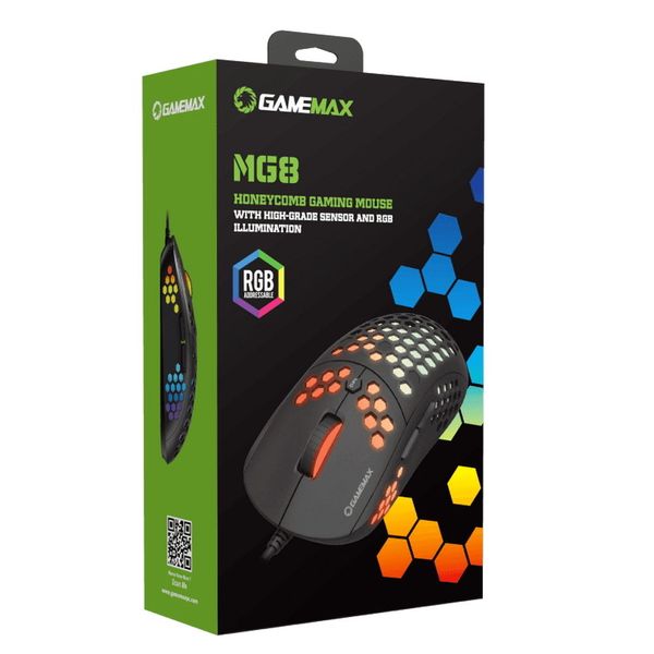 Gaming Mouse Gamemax MG8, Optical, 800-6400 dpi, 6 buttons, Ergonomic, RGB, Black, USB 125457 фото