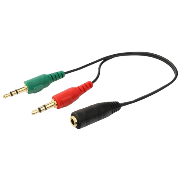 CCA-418 3.5 mm 4-pin socket to 2 x 3.5 mm stereo plug adapter cable, black 86121 фото