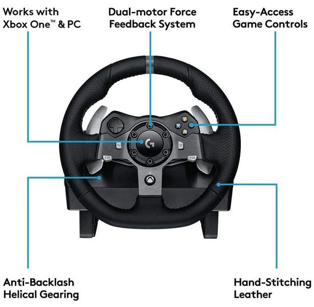 Wheel Logitech Driving Force Racing G920, 11", 900 degree, Pedals, 2-axis, 10 buttons,Dual vibration 85205 фото