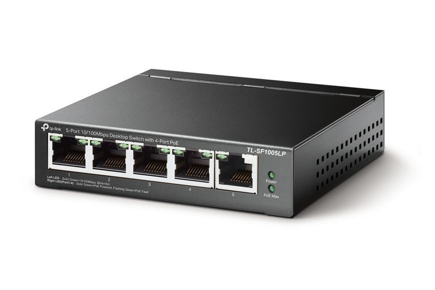.5-port 10/100M TP-LINK PoE Switch, TL-SF1005LP, with 4 Port PoE, 41W Budget, steel case 129402 Imagini