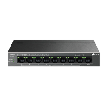 .9-port 10/100M TP-Link PoE+ Switch, LS109P, 8xPoE+ ports, 63W Budget, PoE Auto Recovery, steel case 219616 фото