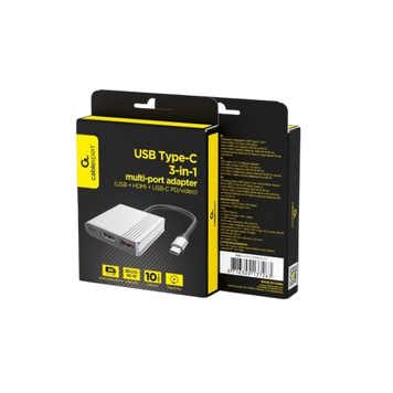 Docking Station Gembird A-CM-COMBO3-05, USB3.1, USB-C, 4K@60Hz HDMI, PD 90W, Metal housing 256421 фото