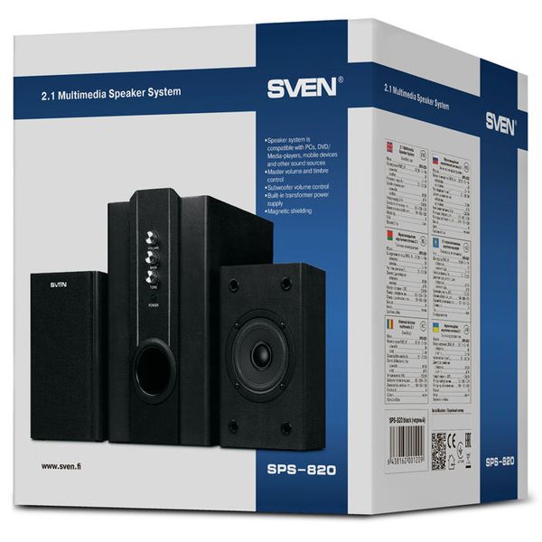 Speakers SVEN "SPS-820" Black, 38w / 18w + 2x10w / 2.1 39546 фото