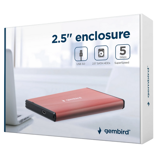 2.5" SATA HDD External Case miniUSB3.0, Aluminum Pink, Gembird "EE2-U3S-3-P" 137130 фото
