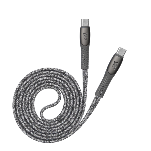 Type-C to Type-C Cable Rivacase PS6105 GR12, nylon braided, 1.2M, Gray 211322 фото