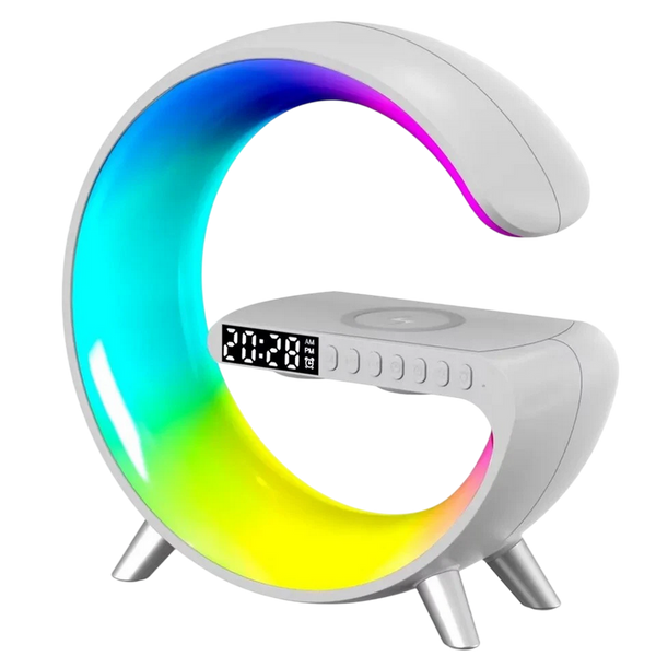 Smart Lampa Led G-Shaped Speaker & &Icirc;ncărcător wireless & Alarm Clock NH-69 White 242493 Imagini