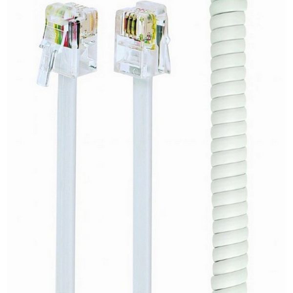 Telephone handset spiral cord, RJ10 (4P4C), 2 m, white, TC4P4CS-2M-W 110718 Imagini