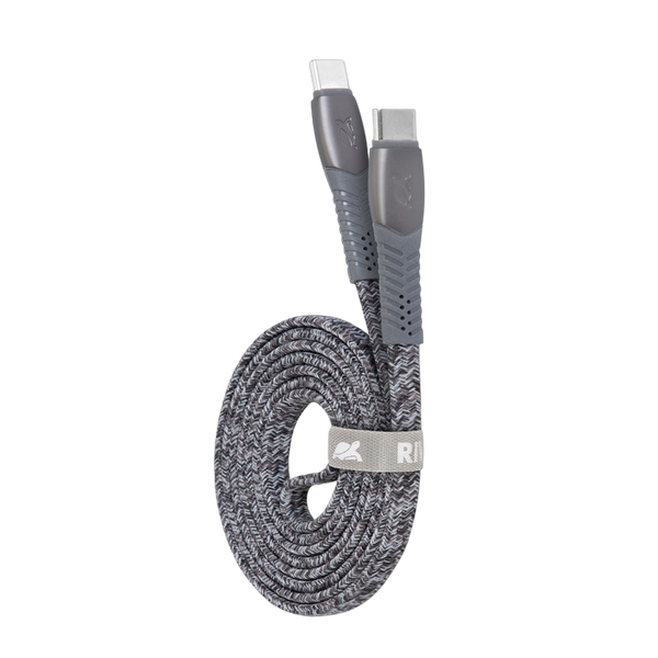 Type-C to Type-C Cable Rivacase PS6105 GR12, nylon braided, 1.2M, Gray 211322 фото